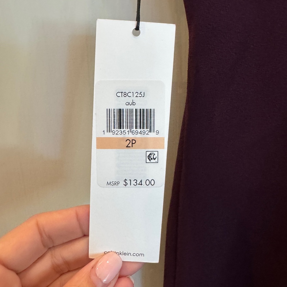 Calvin Klein Plum Ruffle Sleeve Midi Dress - Picture 5 of 6